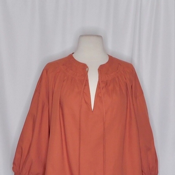 NWT!! JOIE Barrian Warm Spice Orange Peasant Top Blouse Tie Neck X-Small - Picture 4 of 14